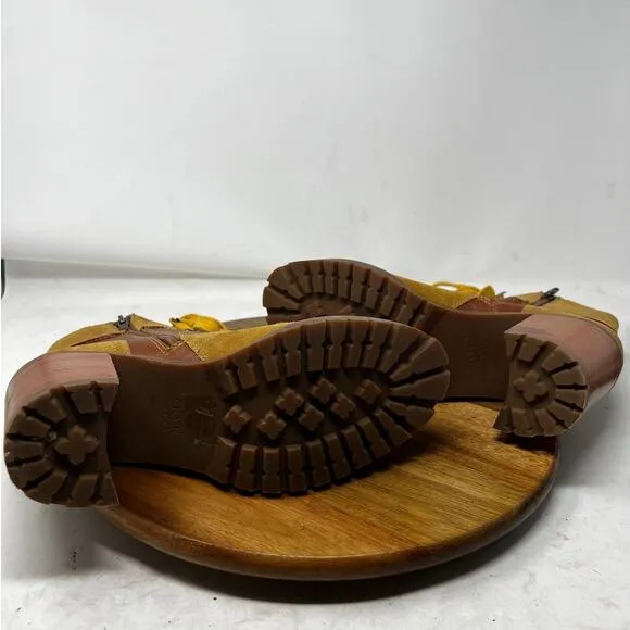 Frye &amp; Co Boots‎ Womens 8.5 Cognac Leather Rayner Hiker Shearling Block Heel