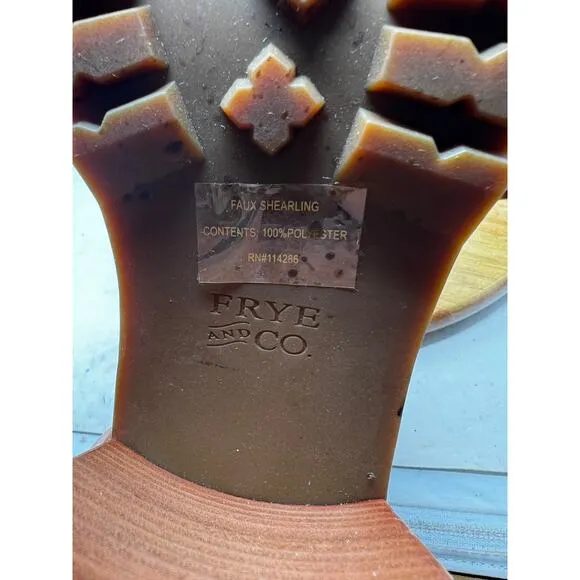 Frye &amp; Co Boots‎ Womens 8.5 Cognac Leather Rayner Hiker Shearling Block Heel