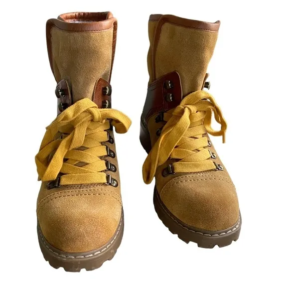 Frye and Co. Anise Brown Suede Leather Hiking Boots Women 6.5 Sherpa Lined Laces