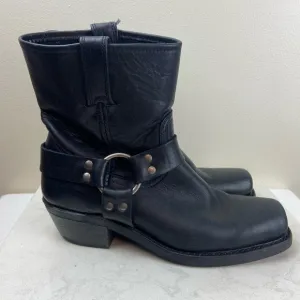 FRYE BLACK LEATHER HARNESS MOTORCYCLE MOTO BOOTS
