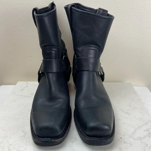 FRYE BLACK LEATHER HARNESS MOTORCYCLE MOTO BOOTS