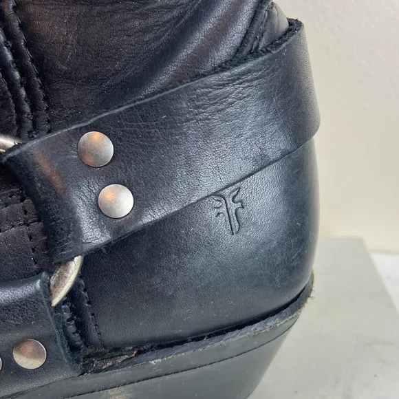 FRYE BLACK LEATHER HARNESS MOTORCYCLE MOTO BOOTS