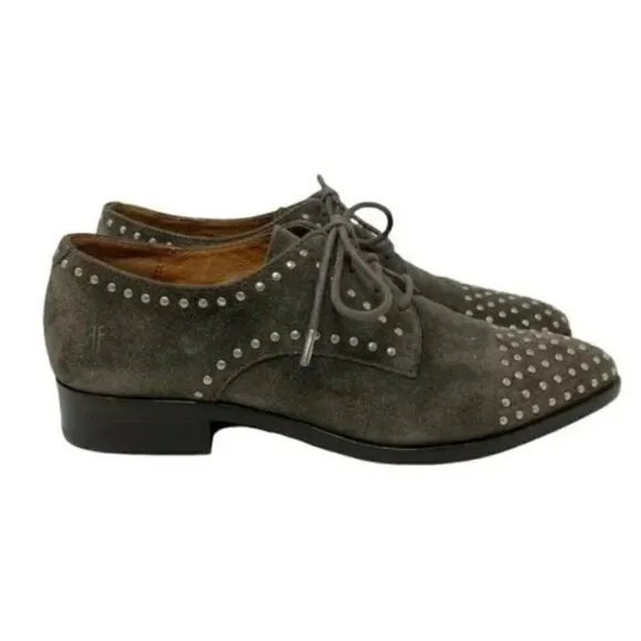 Frye Erica Suede Studded Pointed Toe Oxford Shoes - Size 7