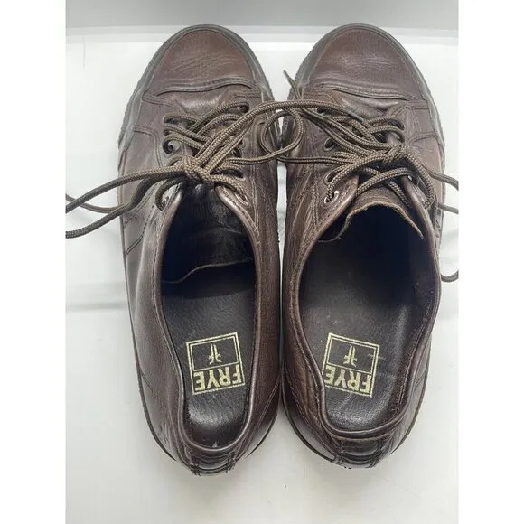 Frye Greene Sneakers Lace Up Shoes Mens Sz 9 Dark Brown Leather Athletic 3481140