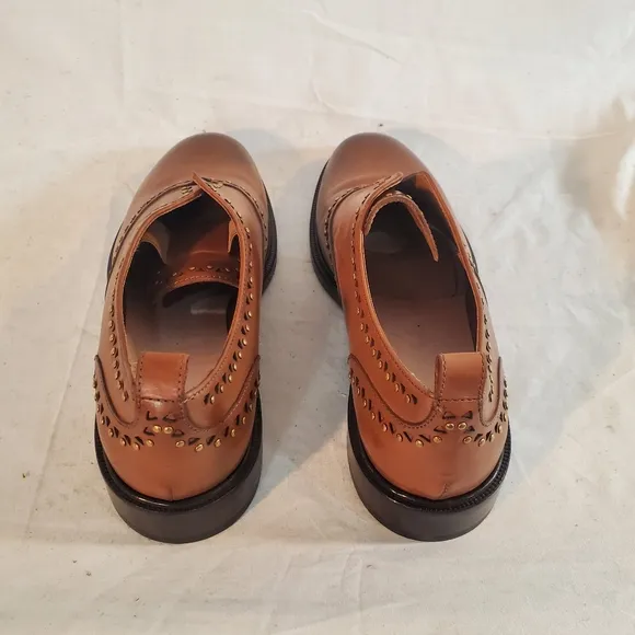FRYE Women's 37 Annie Stud Oxford Brown Leather Shoes *Missing Insoles* New