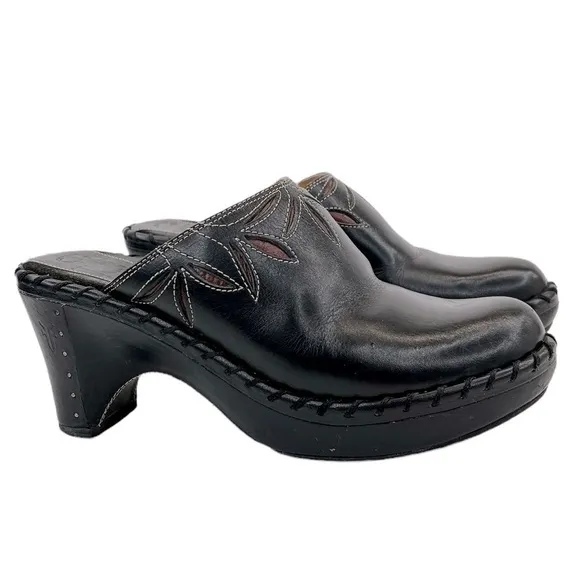 Frye Women’s Black Charlotte Leather Clog Shoes
