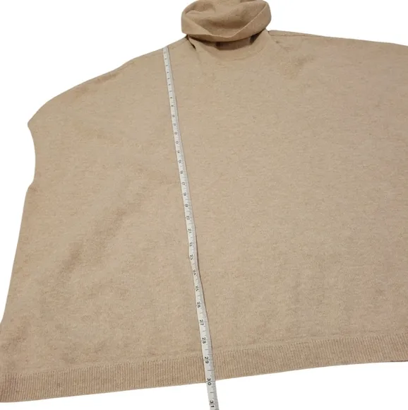 Garnet Hill Cashmere Turtleneck Sweater Cape Women's Size Medium Cream Tan