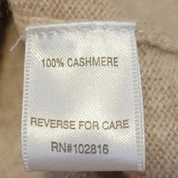Garnet Hill Cashmere Turtleneck Sweater Cape Women's Size Medium Cream Tan