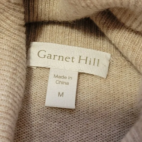 Garnet Hill Cashmere Turtleneck Sweater Cape Women's Size Medium Cream Tan