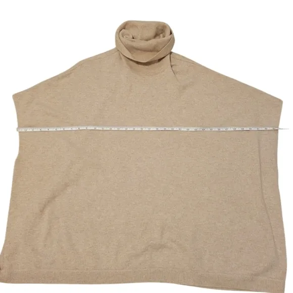 Garnet Hill Cashmere Turtleneck Sweater Cape Women's Size Medium Cream Tan