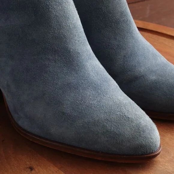 Gee WaWa Mules Womens SZ EU 37 US 6.5-7 Blue Suede Ankle Wrap Bootie Shoes Boho