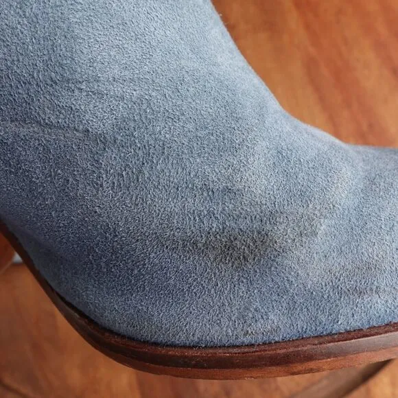 Gee WaWa Mules Womens SZ EU 37 US 6.5-7 Blue Suede Ankle Wrap Bootie Shoes Boho