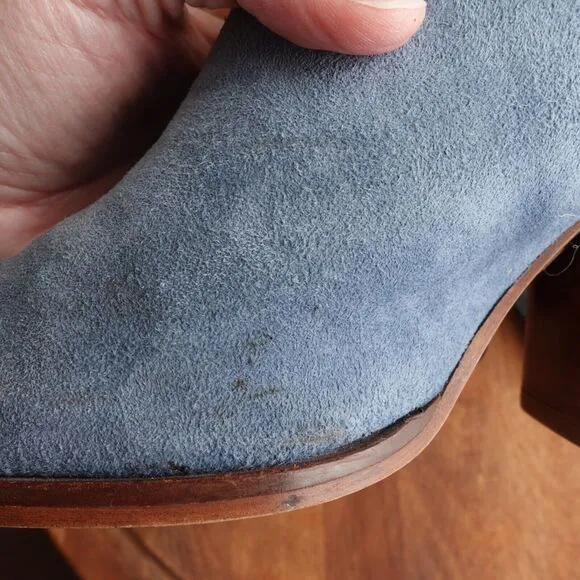 Gee WaWa Mules Womens SZ EU 37 US 6.5-7 Blue Suede Ankle Wrap Bootie Shoes Boho