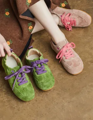 Genuine Leather Handmade Lace-up Suede Sneakers
