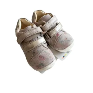 Geox Respira girls beige floral first walker Low Top Trainer shoes
