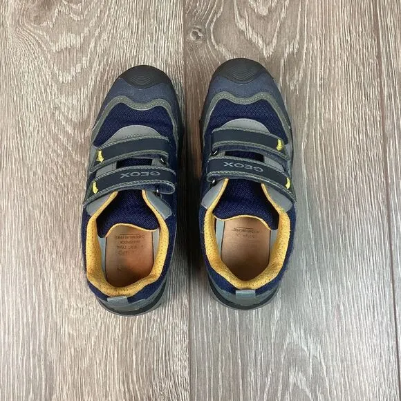 GEOX Shoes Kids Youth 3.5 35‎ J Buller Navy Yellow Hiking Shoe