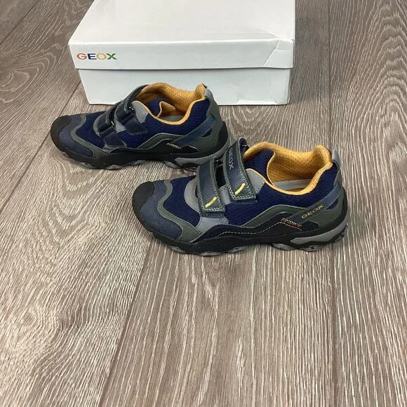 GEOX Shoes Kids Youth 3.5 35‎ J Buller Navy Yellow Hiking Shoe