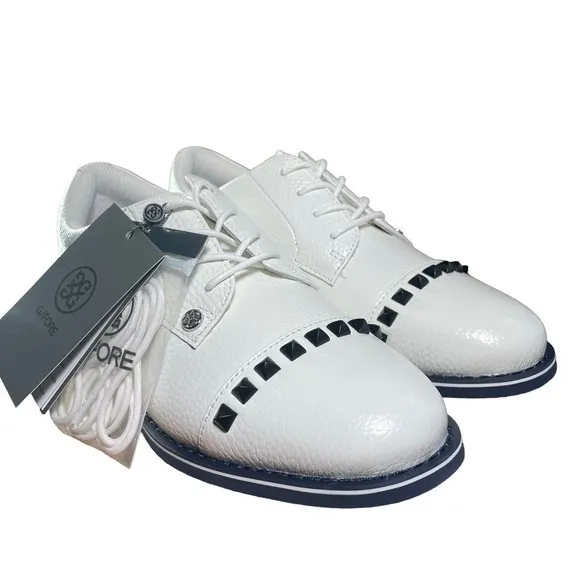 G/Fore G4 Ladies Stud Cap Toe Golf Shoes  Snow White G4LC19EF05 Women's Size 8.5