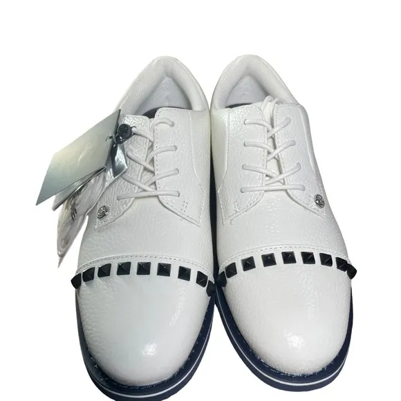 G/Fore G4 Ladies Stud Cap Toe Golf Shoes  Snow White G4LC19EF05 Women's Size 8.5