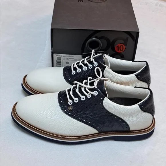 G/Fore Gallivanter Saddle Golf Shoes- Men's Size 10 - Snow White Dark Blue
