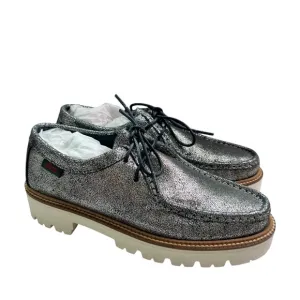 G.H. Bass Wallace Lug Women’s Size 6 Silver Leather Loafer Shoes