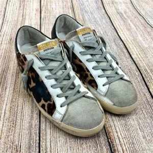 Golden Goose Super-Star Women's 7.5 US 38 EU Distressed Leopard Print Sneakers