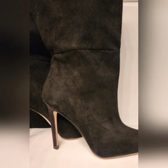 Good American Thigh High Slouch Faux Suede Black Boots Size 7.5 &amp; 5.5
