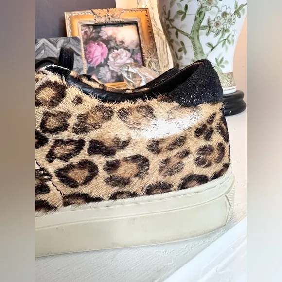 Greats Brooklyn Royale Leopard Pony Hair Leather Casual Sneaker Shoes