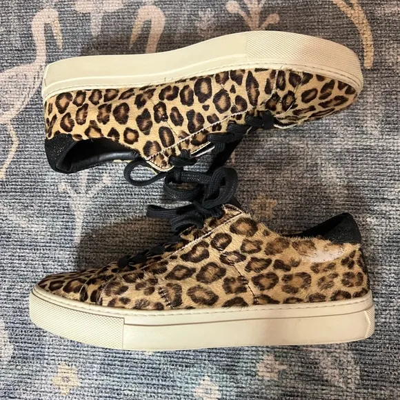 Greats Brooklyn Royale Leopard Pony Hair Leather Casual Sneaker Shoes