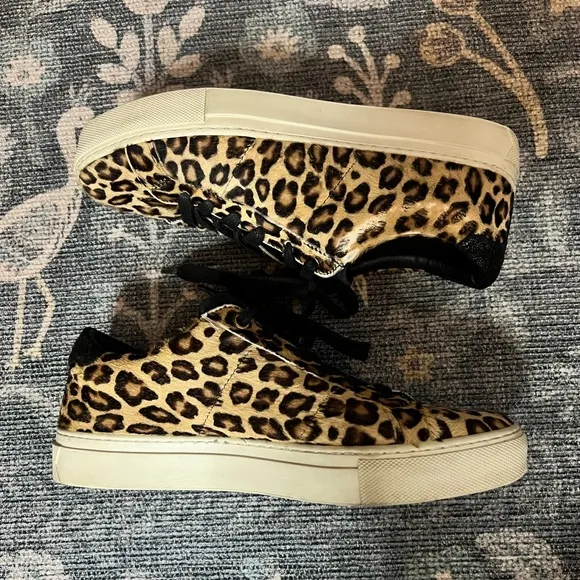 Greats Brooklyn Royale Leopard Pony Hair Leather Casual Sneaker Shoes