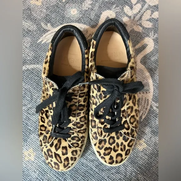 Greats Brooklyn Royale Leopard Pony Hair Leather Casual Sneaker Shoes