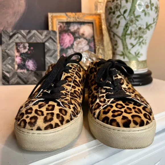 Greats Brooklyn Royale Leopard Pony Hair Leather Casual Sneaker Shoes