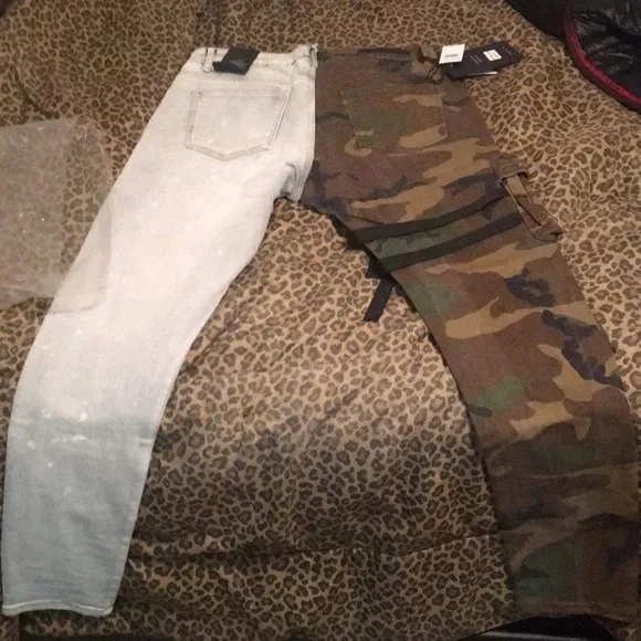 Half Camo/ half Jean outfit. Very trendy. Comfortable and warm.