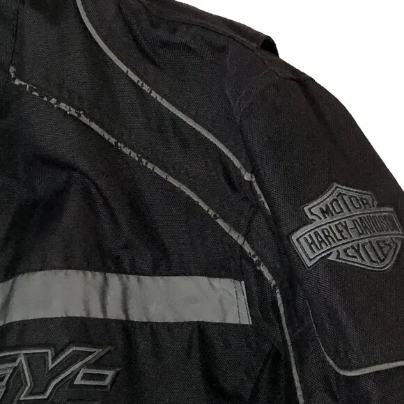 Harley Davidson Motorcycle Jackets Mens XL Black Gray Armor Reflective