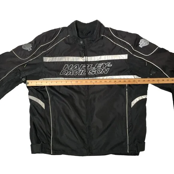 Harley Davidson Motorcycle Jackets Mens XL Black Gray Armor Reflective