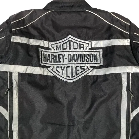 Harley Davidson Motorcycle Jackets Mens XL Black Gray Armor Reflective