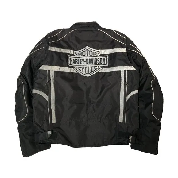 Harley Davidson Motorcycle Jackets Mens XL Black Gray Armor Reflective