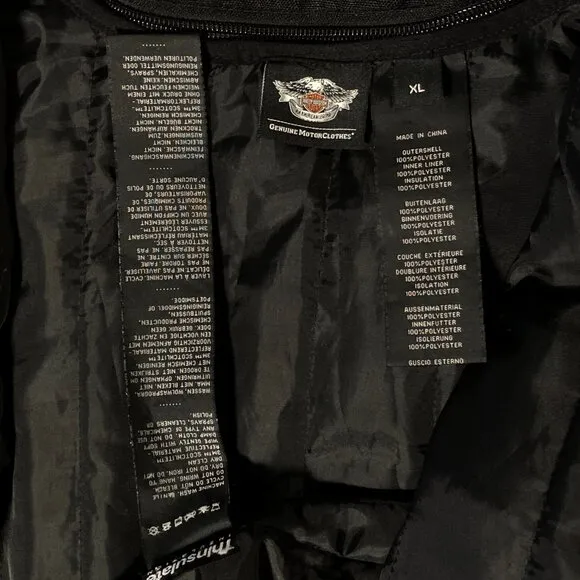 Harley Davidson Motorcycle Jackets Mens XL Black Gray Armor Reflective