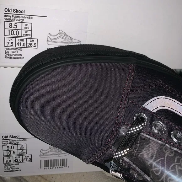 Ⓜ️HARRY POTTER DEATLY HALLOWS BLACK w REFLECTORS OLD SKOOL BRAND NEW UNISEX VANS