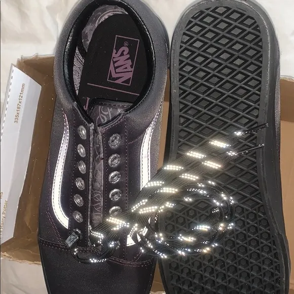Ⓜ️HARRY POTTER DEATLY HALLOWS BLACK w REFLECTORS OLD SKOOL BRAND NEW UNISEX VANS