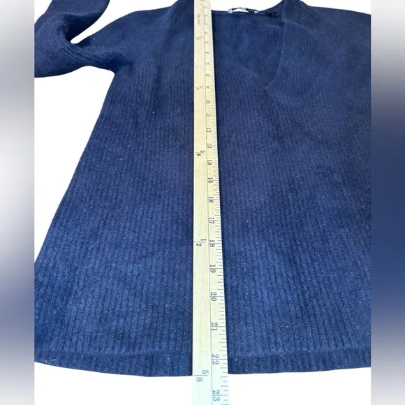 HELMUT LANG Blue Knit Wool Cashmere V Neck Sweater