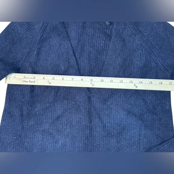 HELMUT LANG Blue Knit Wool Cashmere V Neck Sweater