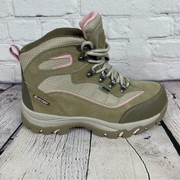 Hi-Tec Women's Skamania Beige &amp; Pink Suede Hiking Boots Size 9