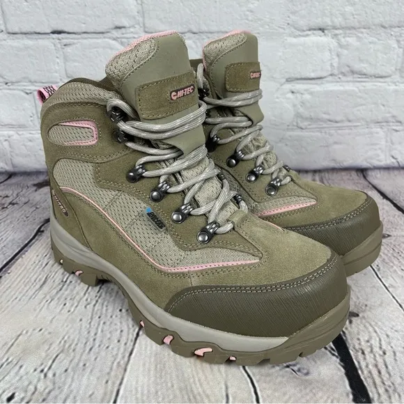 Hi-Tec Women's Skamania Beige &amp; Pink Suede Hiking Boots Size 9