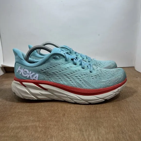 Hoka One One Clifton 8 Women Size 10 Light Blue Running Shoes