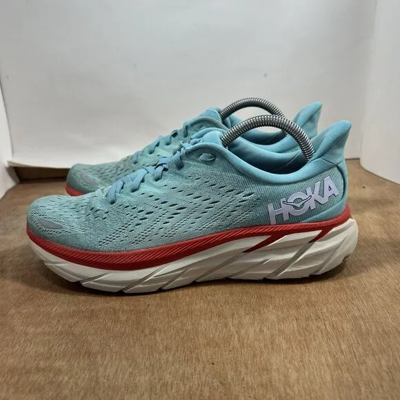 Hoka One One Clifton 8 Women Size 10 Light Blue Running Shoes