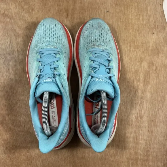 Hoka One One Clifton 8 Women Size 10 Light Blue Running Shoes