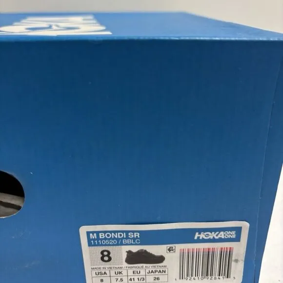 Hoka One One Men’s Bondi SR Black Leather Sneakers, Size 8 M
