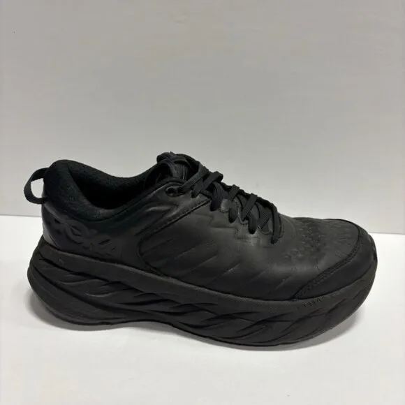 Hoka One One Men’s Bondi SR Black Leather Sneakers, Size 8 M