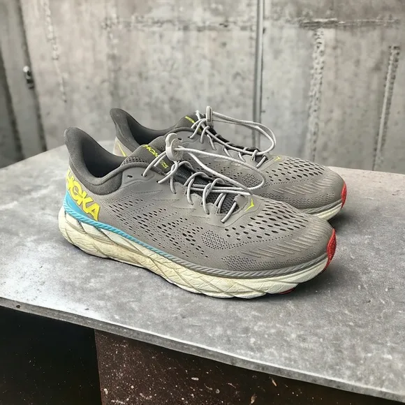 Hoka One One Mens Clifton 7 1110508 WDDS Gray Running Shoes Sneakers Size 11.5